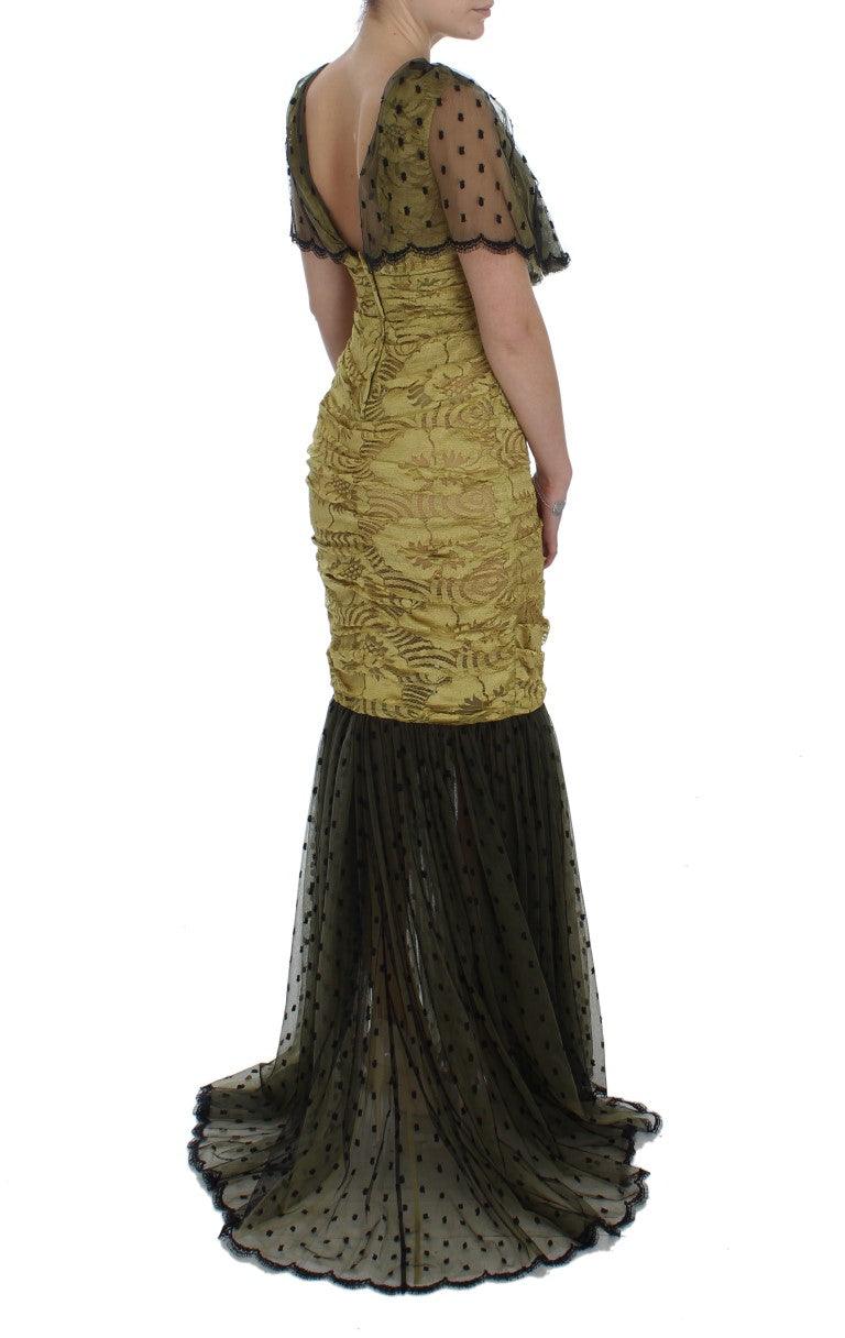 Dolce & Gabbana Yellow Floral Lace Sheath Dress - Arichezz.store