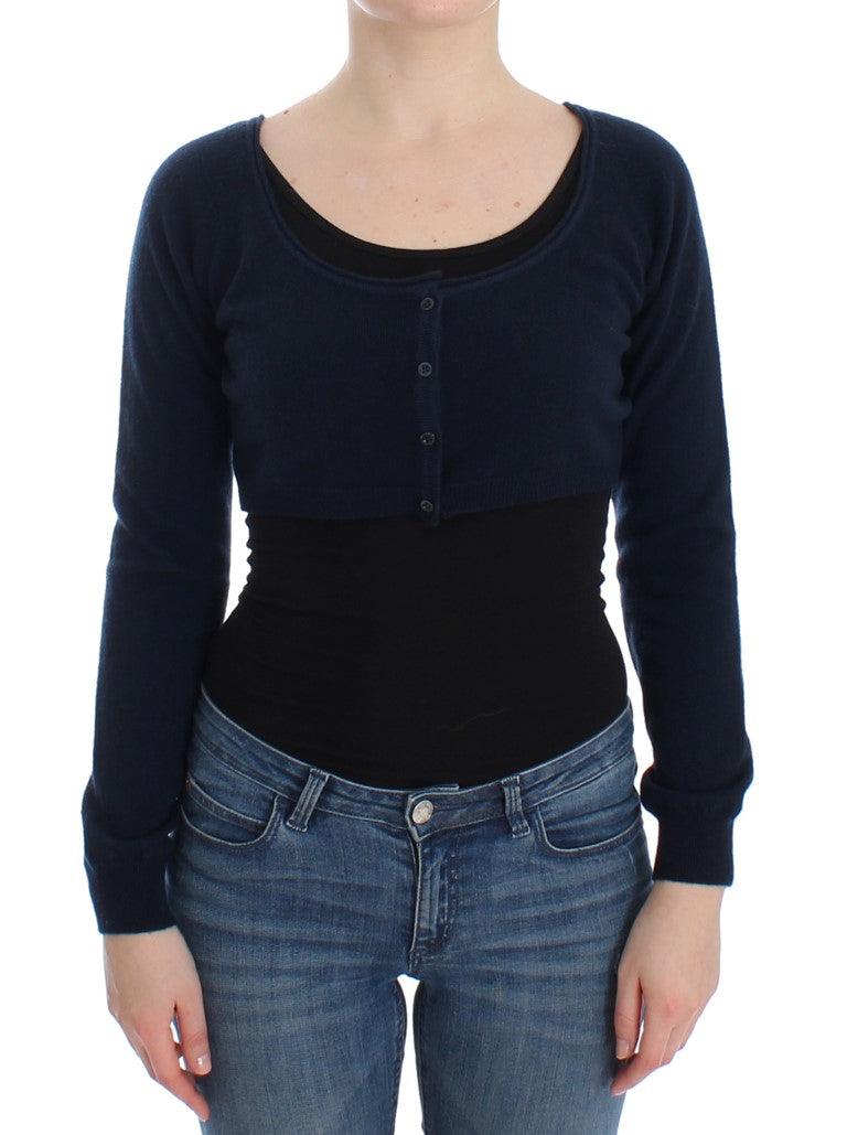 Ermanno Scervino Chic Cashmere-Blend Cropped Sweater in Blue - Arichezz.store