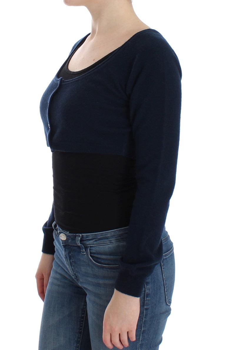 Ermanno Scervino Chic Cashmere-Blend Cropped Sweater in Blue - Arichezz.store