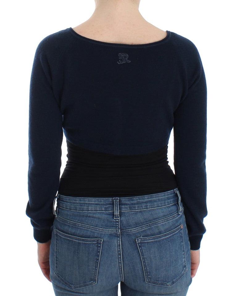 Ermanno Scervino Chic Cashmere-Blend Cropped Sweater in Blue - Arichezz.store