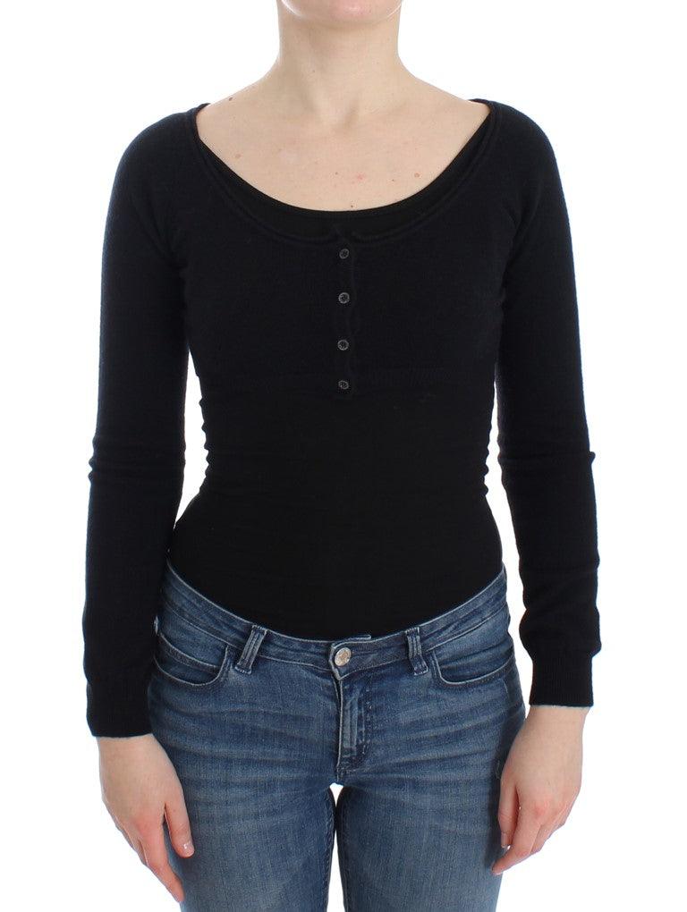 Ermanno Scervino Chic Cropped Black Wool-Cashmere Sweater - Arichezz.store