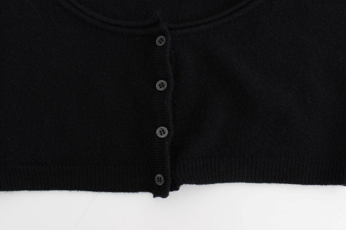 Ermanno Scervino Chic Cropped Black Wool-Cashmere Sweater - Arichezz.store