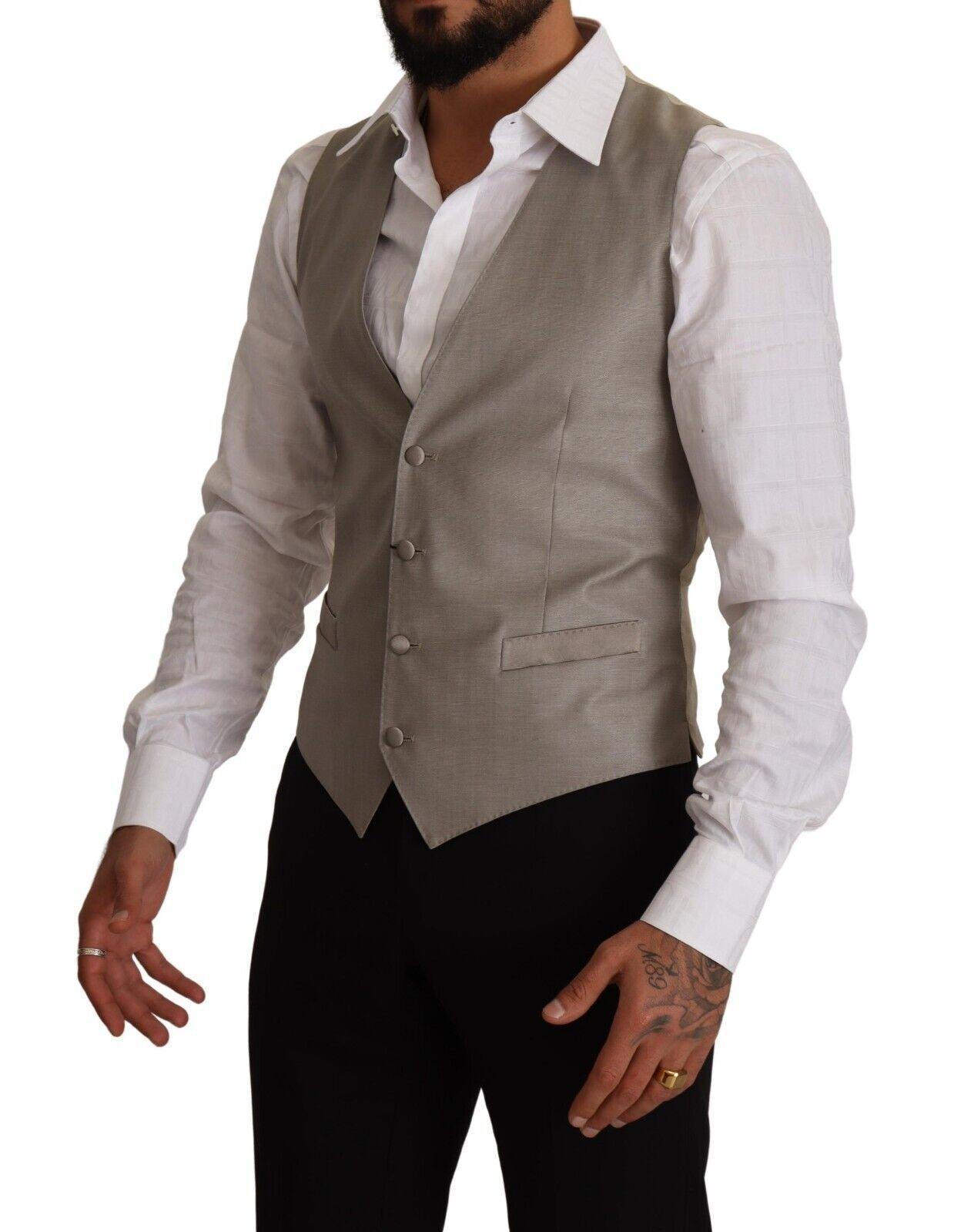 Dolce & Gabbana Elegant Single Breasted Dress Vest in Beige - Arichezz.store