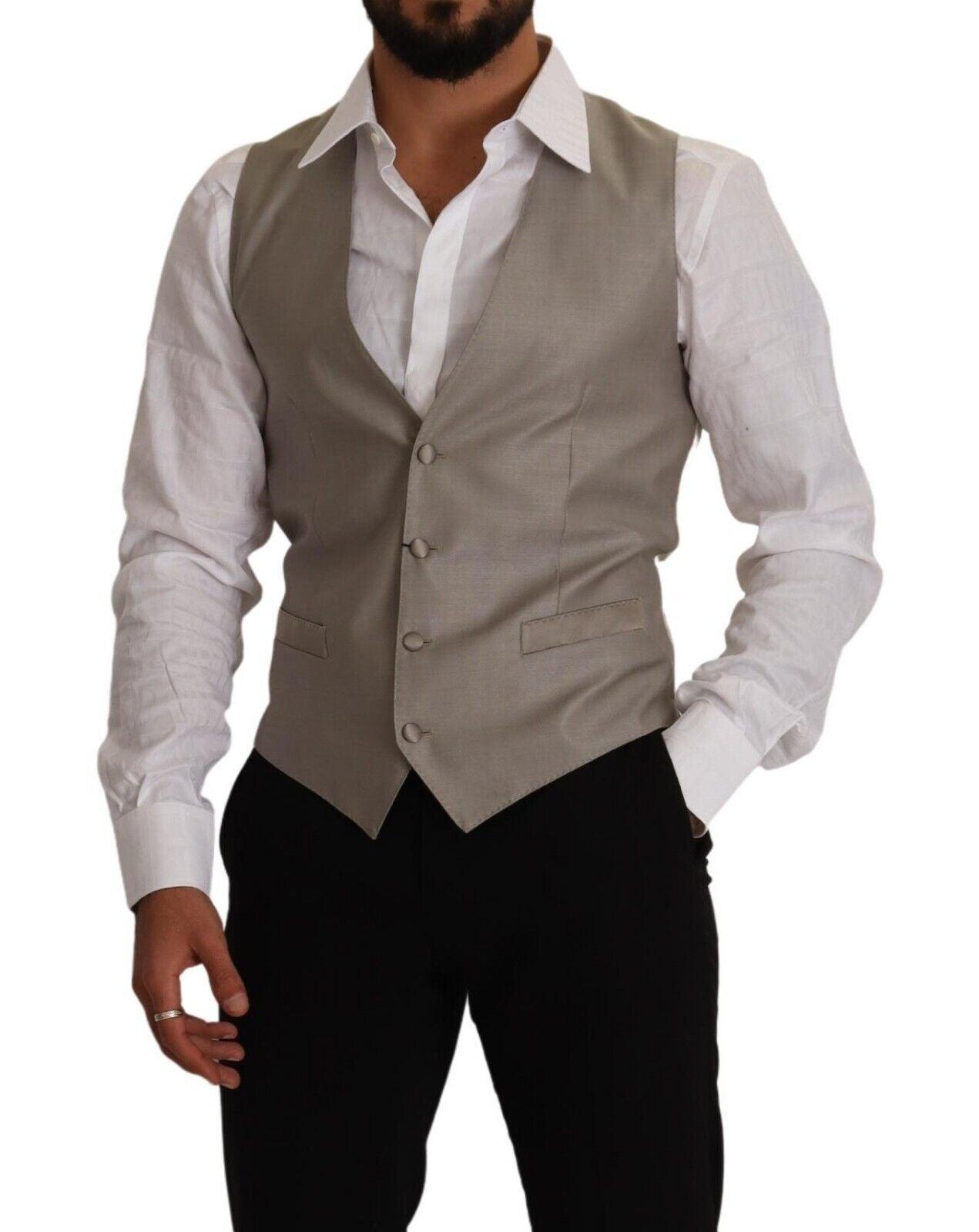 Dolce & Gabbana Elegant Single Breasted Dress Vest in Beige - Arichezz.store