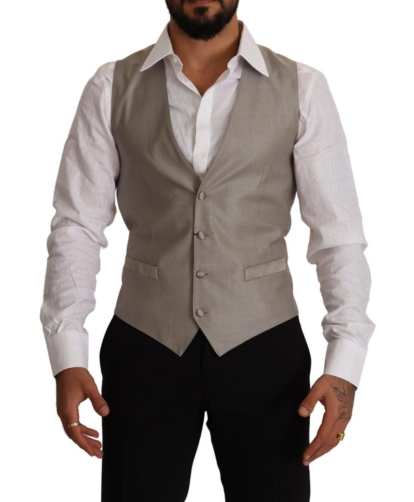 Dolce & Gabbana Elegant Single Breasted Dress Vest in Beige - Arichezz.store