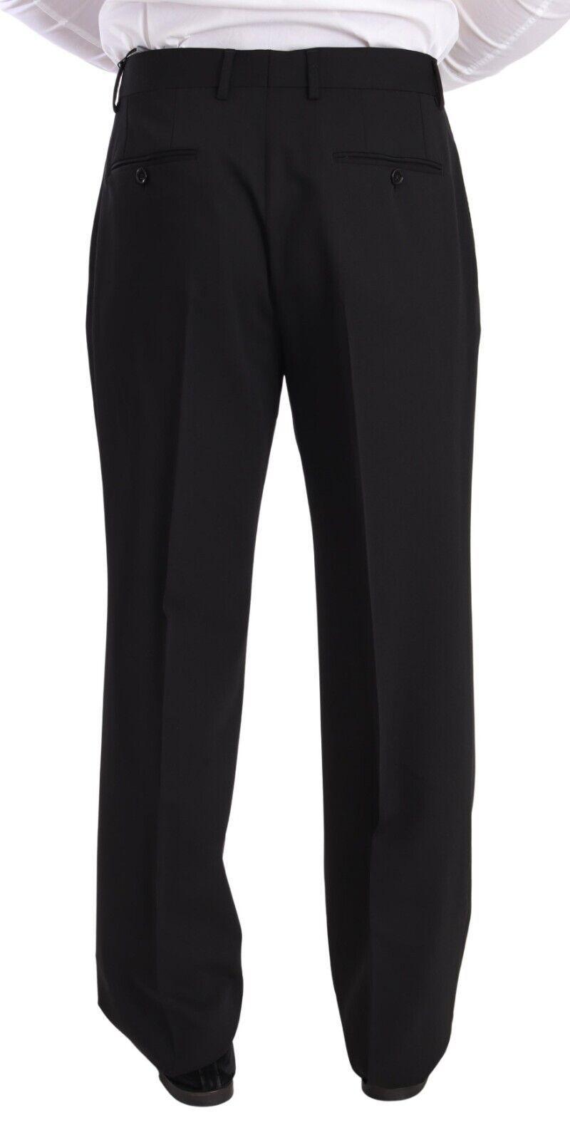 Dolce & Gabbana Elegant Black Wool Tuxedo Trousers - Arichezz.store