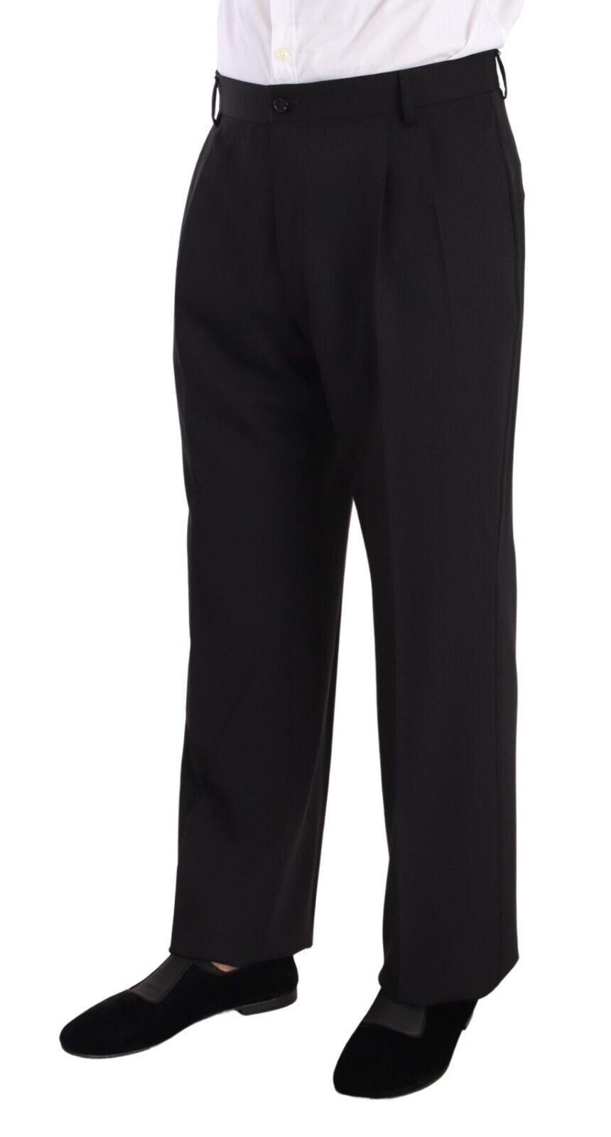 Dolce & Gabbana Elegant Black Wool Tuxedo Trousers - Arichezz.store