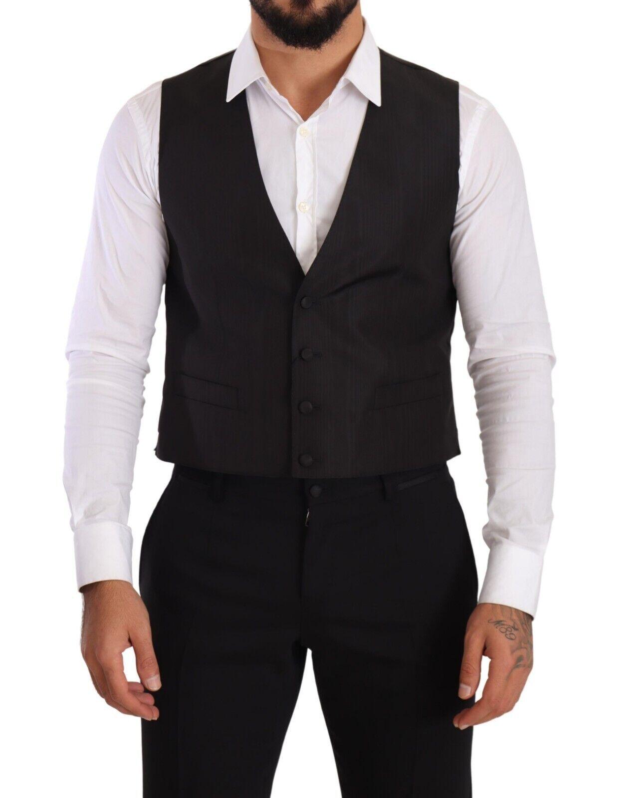 Dolce & Gabbana Elegant Gray Silk Dress Vest - Arichezz.store