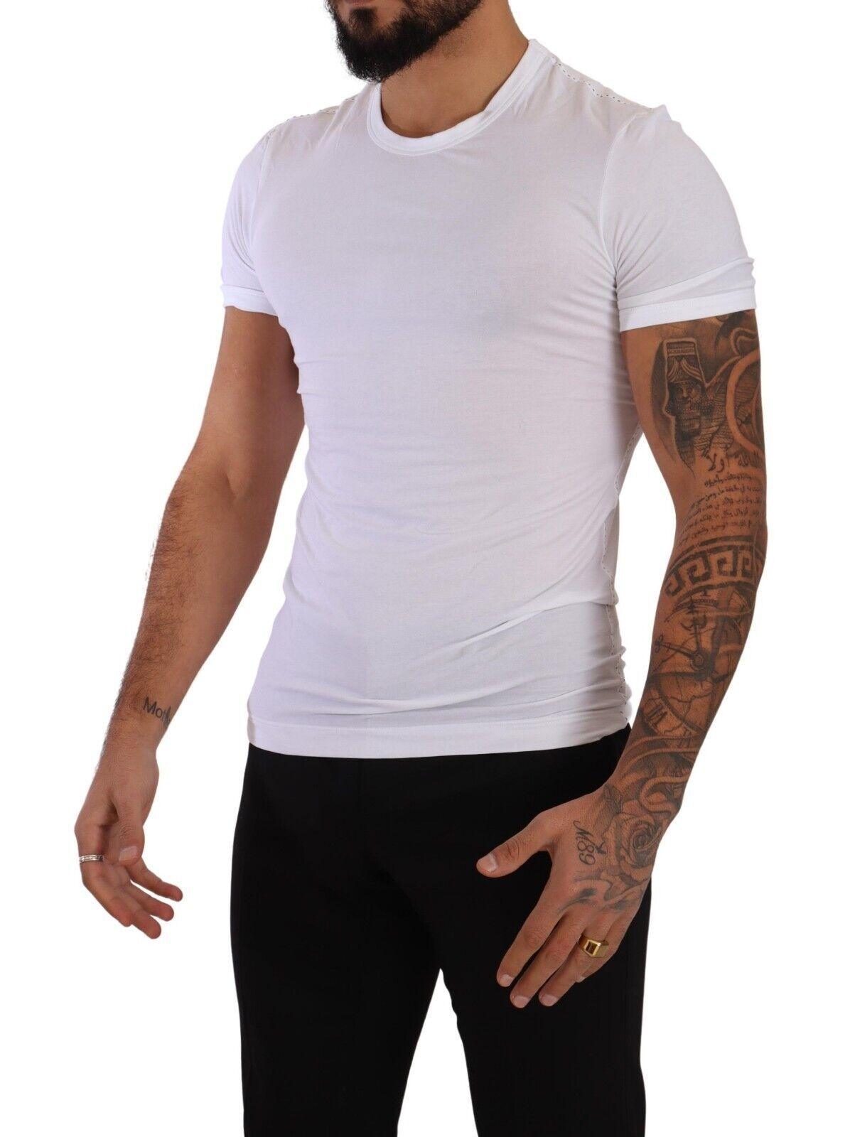 Dolce & Gabbana Elegant White Cotton Blend Round Neck Tee - Arichezz.store