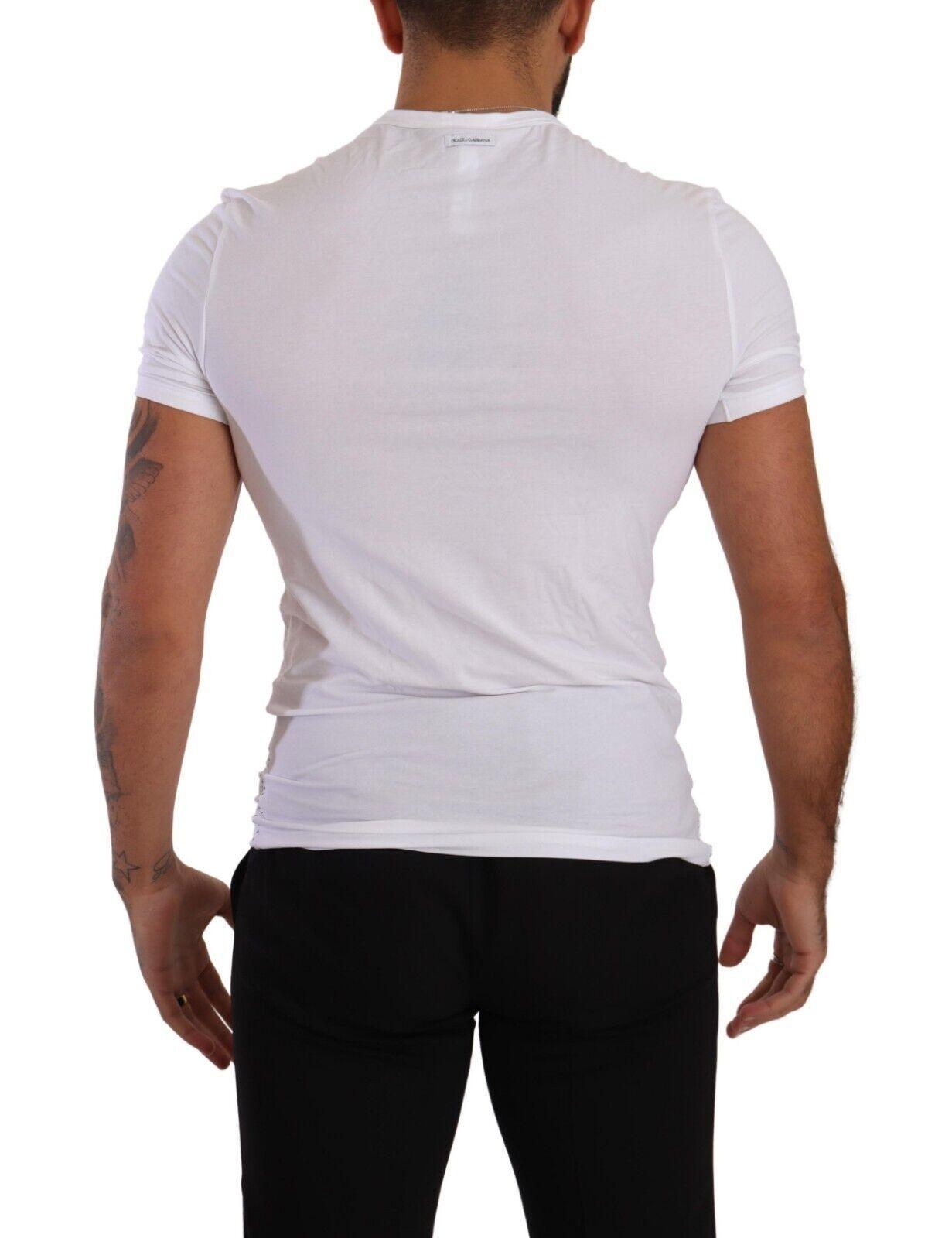 Dolce & Gabbana Elegant White Cotton Blend Round Neck Tee - Arichezz.store