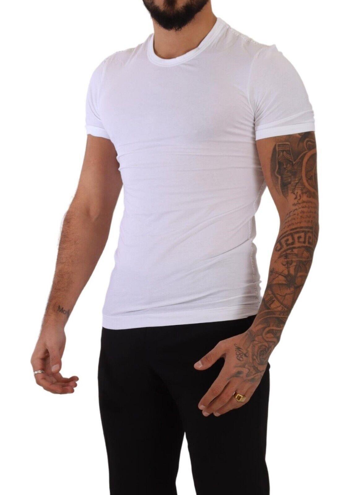 Dolce & Gabbana Elegant White Cotton Blend Round Neck Tee - Arichezz.store