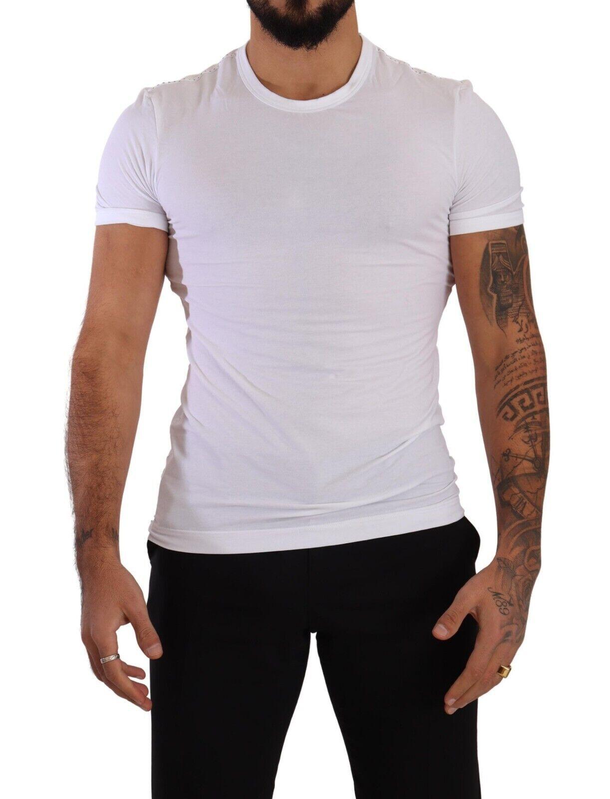 Dolce & Gabbana Elegant White Cotton Blend Round Neck Tee - Arichezz.store