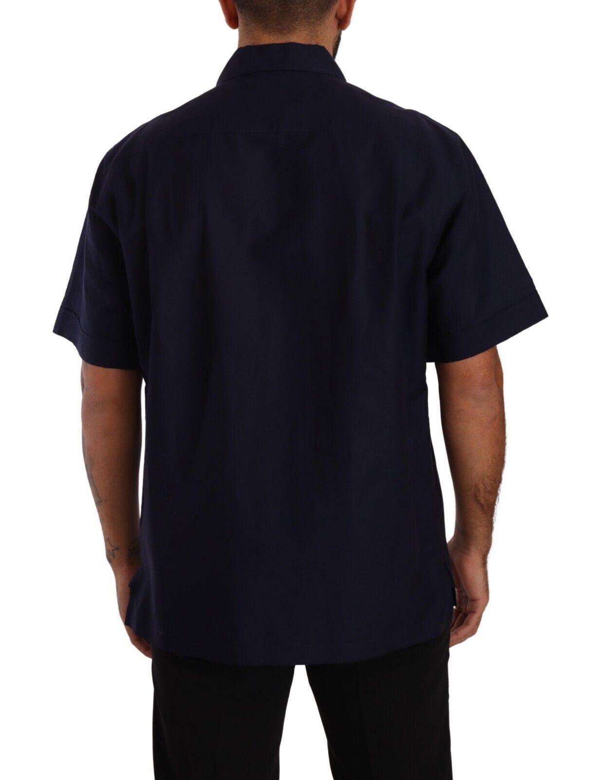 Dolce & Gabbana Elegant Navy Blue Button-Down Casual Shirt - Arichezz.store