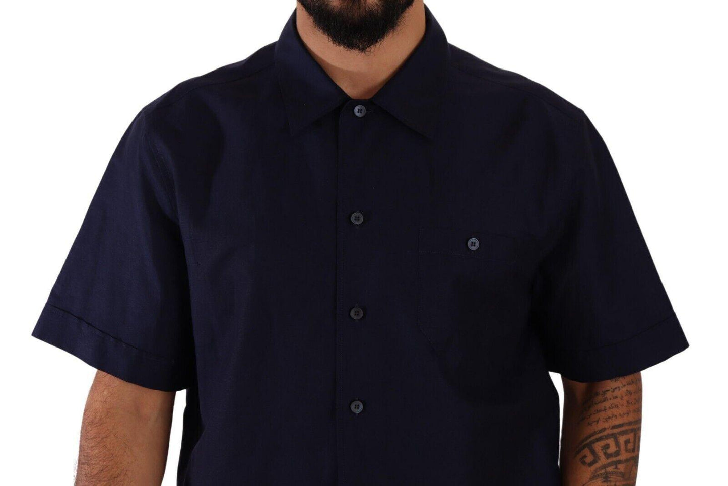 Dolce & Gabbana Elegant Navy Blue Button-Down Casual Shirt - Arichezz.store