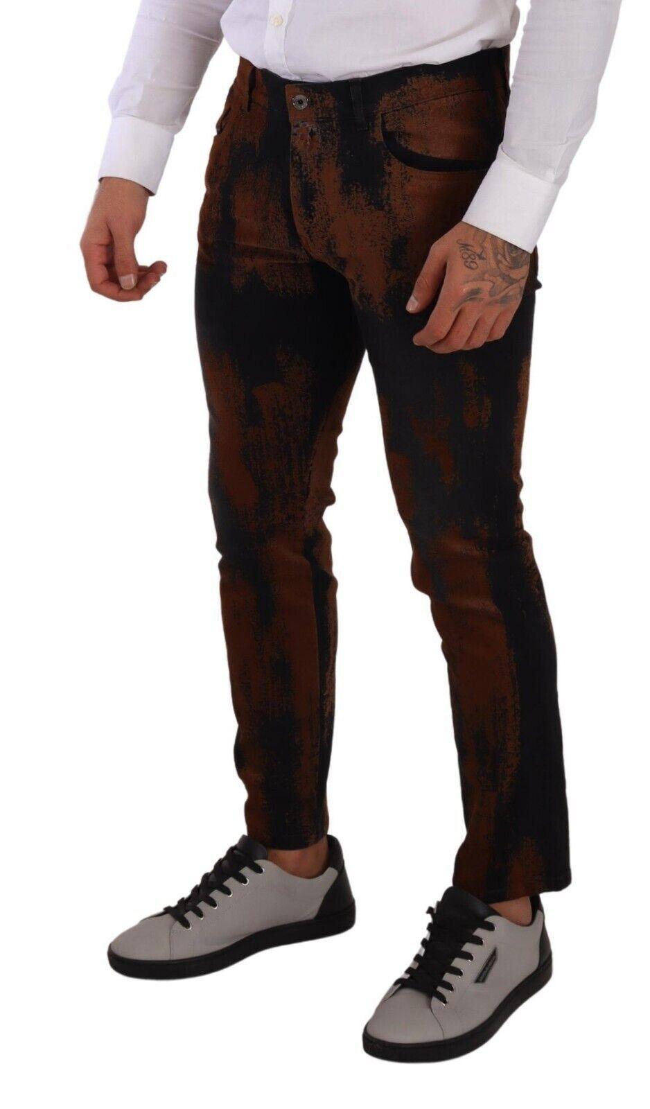 Dolce & Gabbana Chic Black Brown Tie-Dye Slim Fit Jeans - Arichezz.store