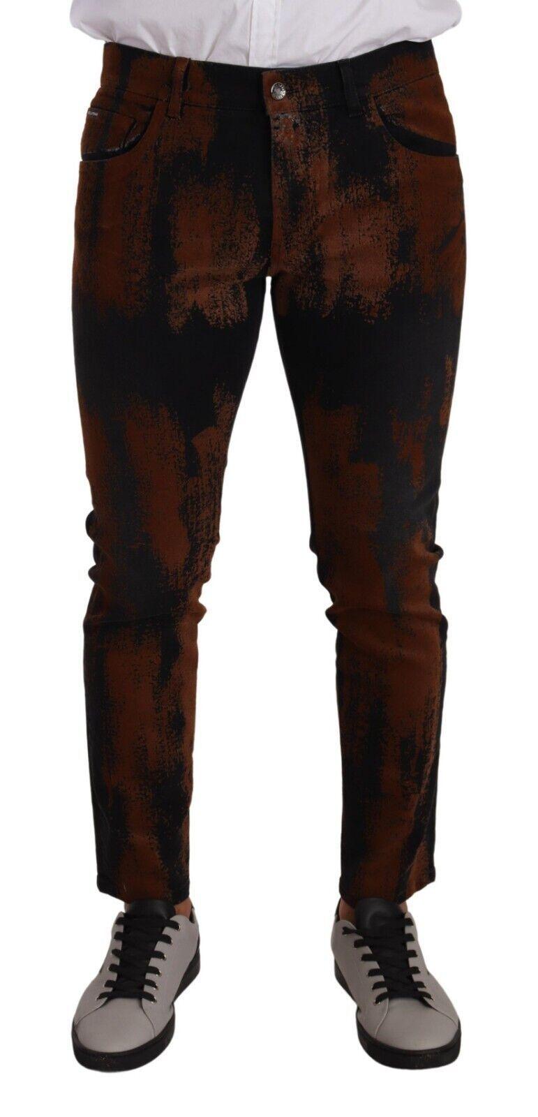 Dolce & Gabbana Chic Black Brown Tie-Dye Slim Fit Jeans - Arichezz.store