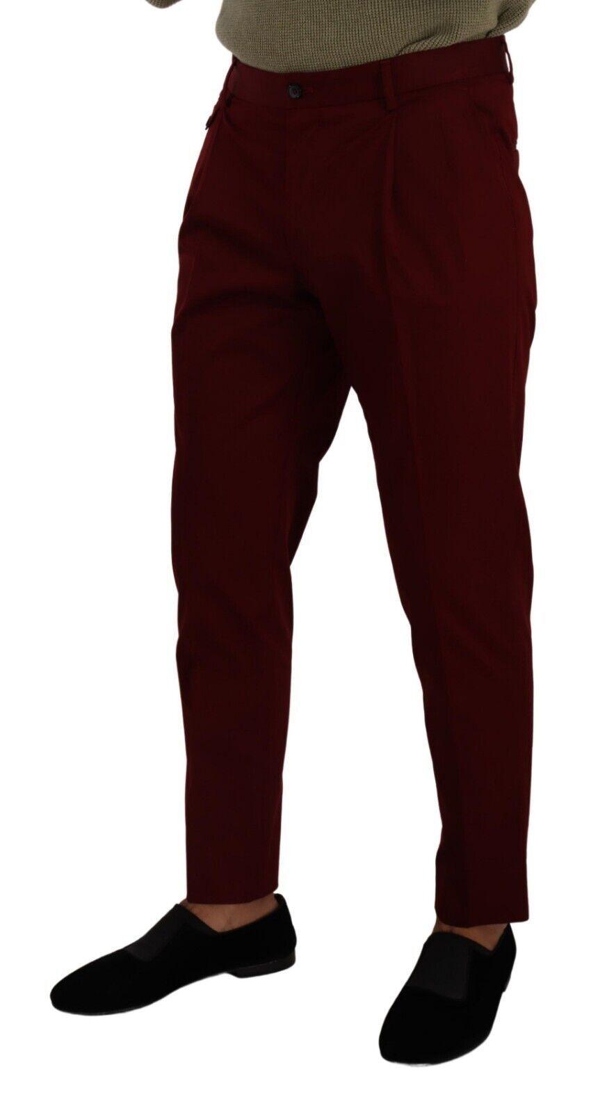 Dolce & Gabbana Elegant Dark Red Dress Chinos for Men - Arichezz.store