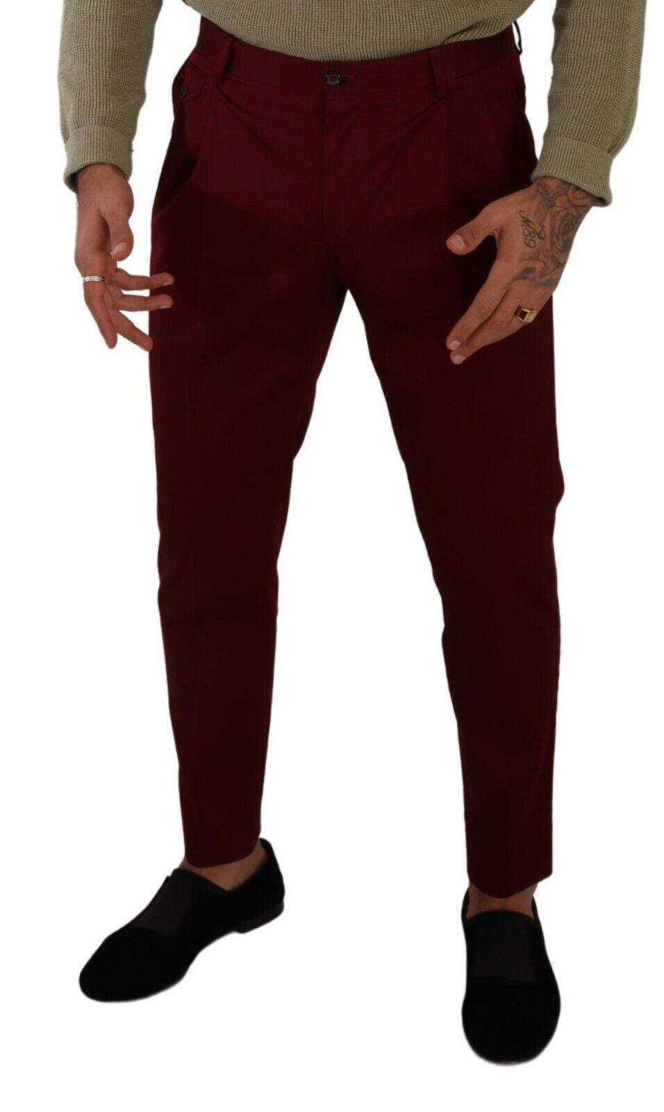 Dolce & Gabbana Elegant Dark Red Dress Chinos for Men - Arichezz.store