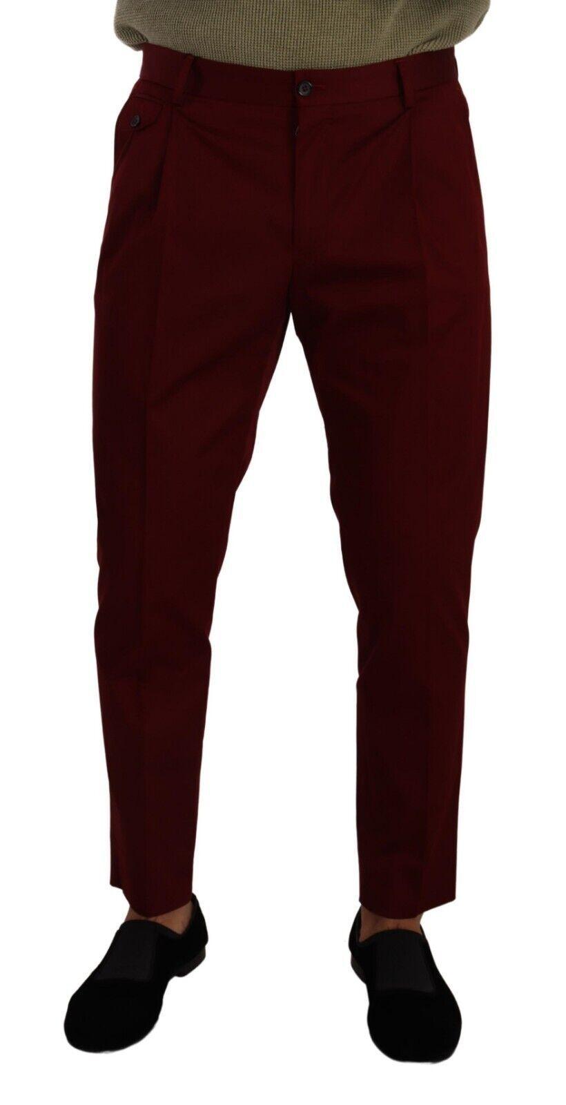 Dolce & Gabbana Elegant Dark Red Dress Chinos for Men - Arichezz.store