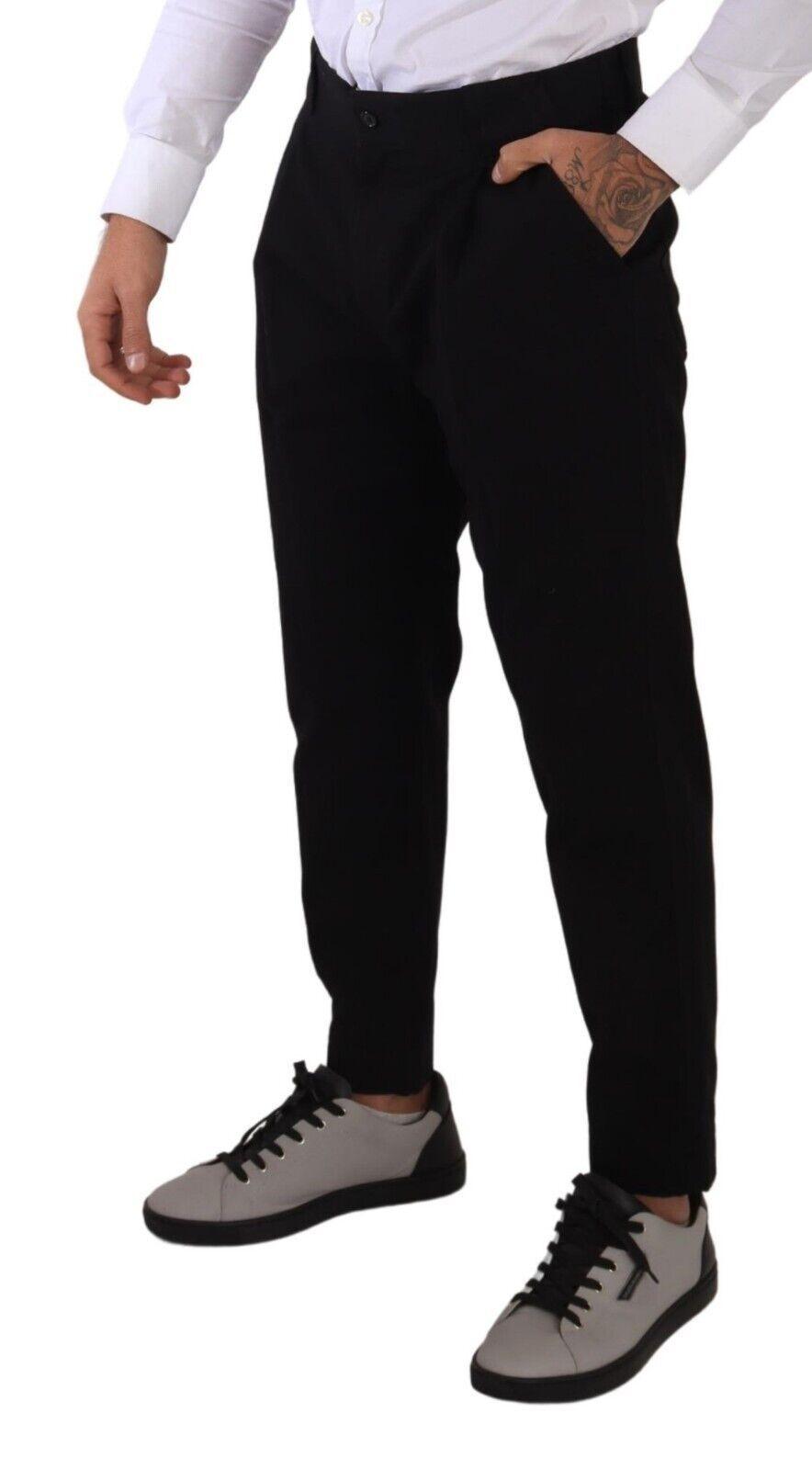 Dolce & Gabbana Elegant Tapered Black Cotton Chinos - Arichezz.store