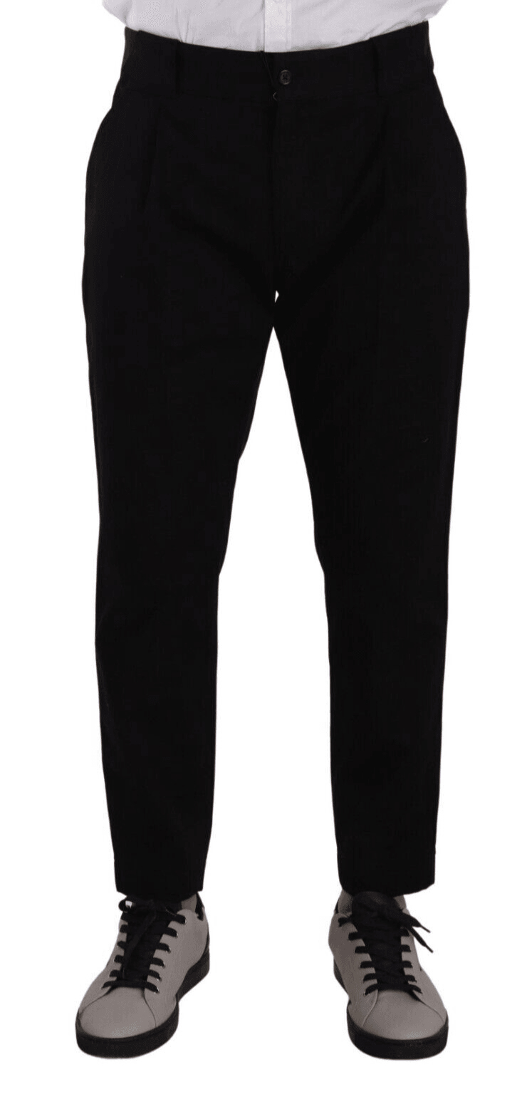 Dolce & Gabbana Elegant Tapered Black Cotton Chinos - Arichezz.store