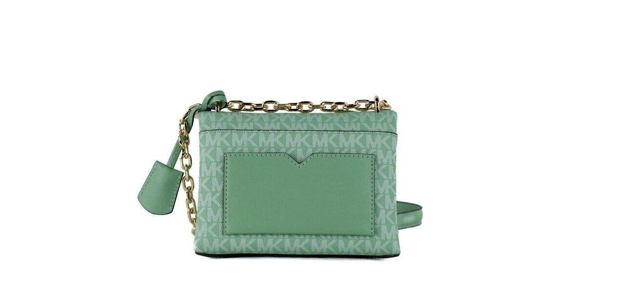 Michael Kors Cece Small Sea Green Signature PVC Convertible Flap Crossbody Bag - Arichezz.store