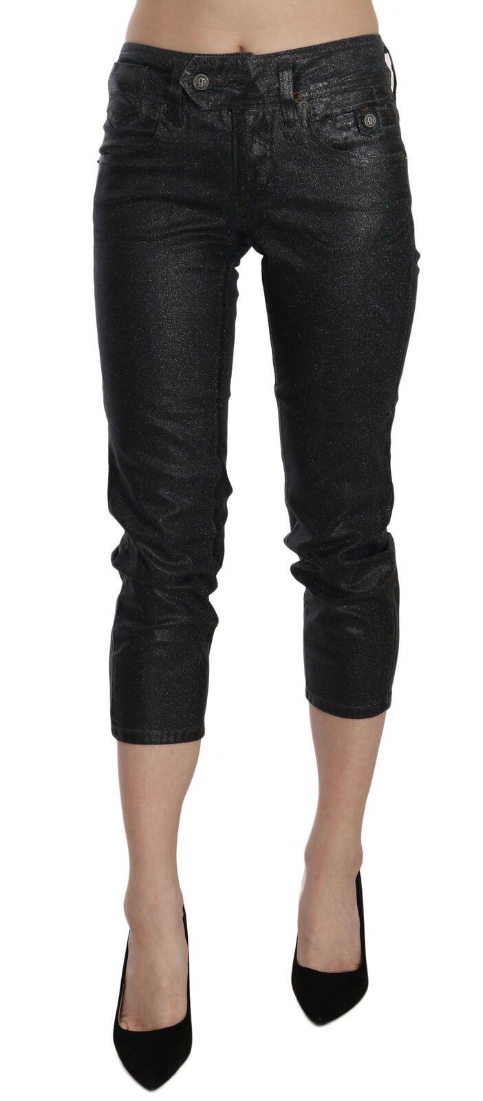 John Galliano Chic Black Mid Waist Cropped Jeans - Arichezz.store