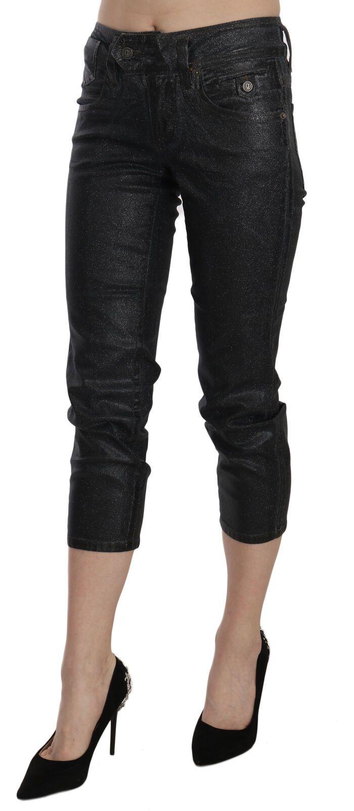 John Galliano Chic Black Mid Waist Cropped Jeans - Arichezz.store