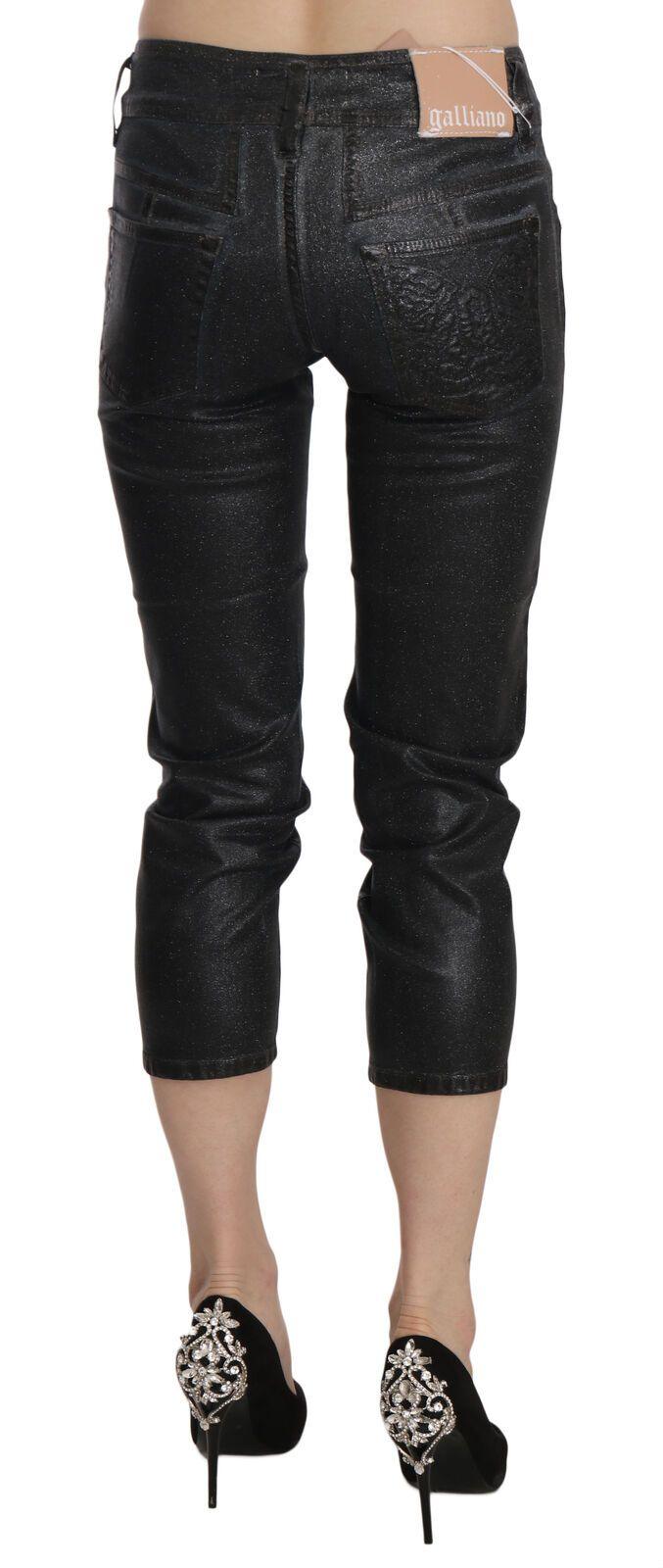 John Galliano Chic Black Mid Waist Cropped Jeans - Arichezz.store