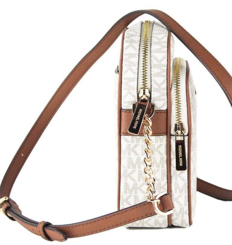 Michael Kors Jet Set Medium Vanilla PVC North South Chain Crossbody Handbag - Arichezz.store