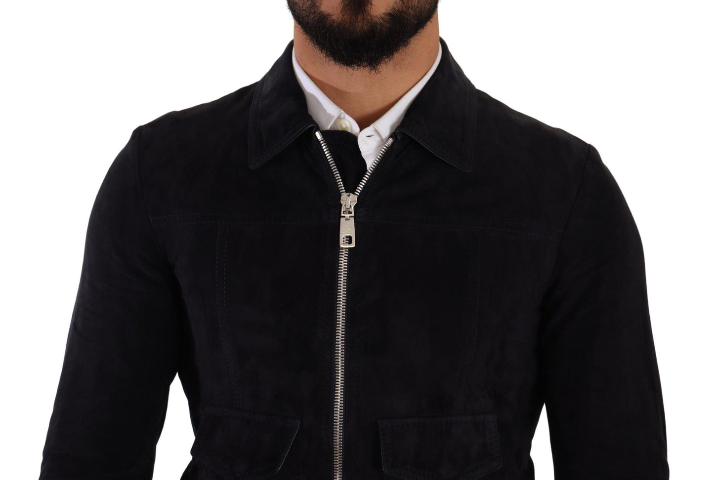 Dolce & Gabbana Elegant Blue Suede Short Jacket - Arichezz.store