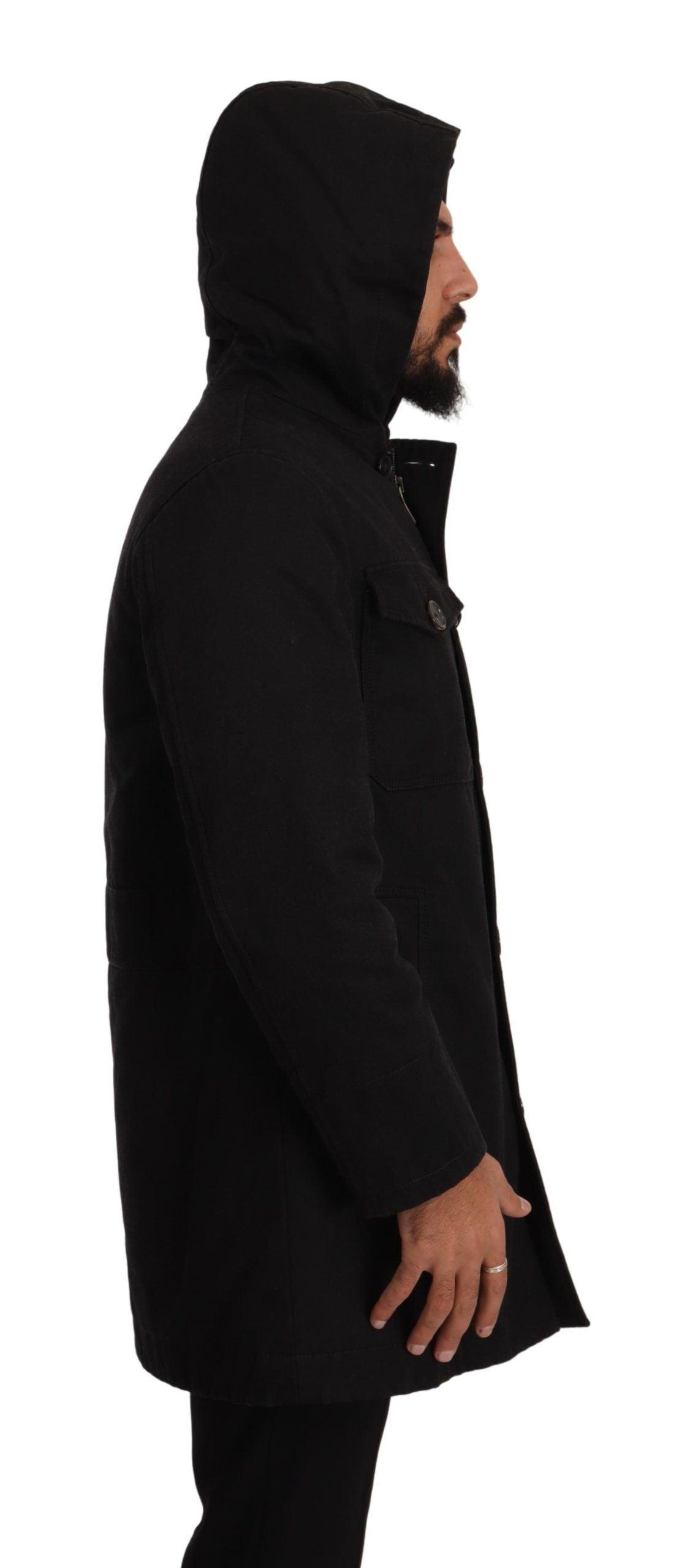 Dolce & Gabbana Elegant Black Parka Hooded Jacket - Arichezz.store