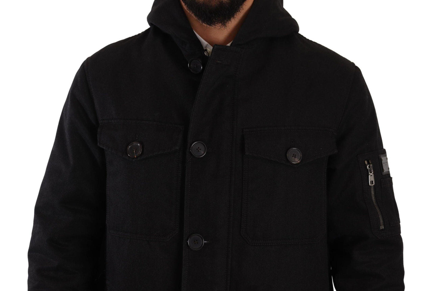 Dolce & Gabbana Elegant Black Parka Hooded Jacket - Arichezz.store