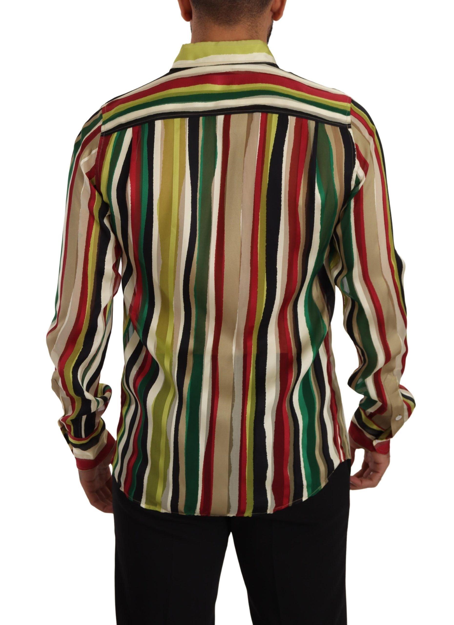 Dolce & Gabbana Elegant Multicolor Striped Silk Blend Shirt - Arichezz.store