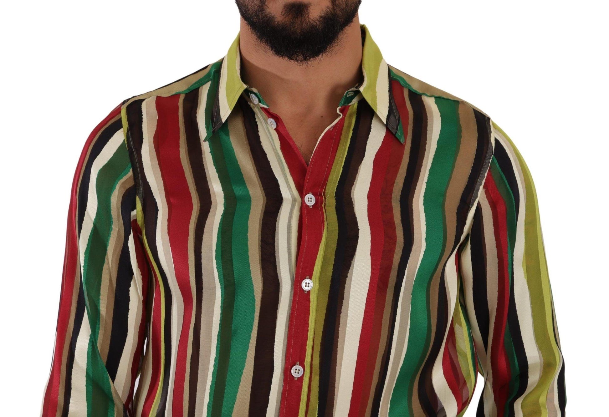 Dolce & Gabbana Elegant Multicolor Striped Silk Blend Shirt - Arichezz.store