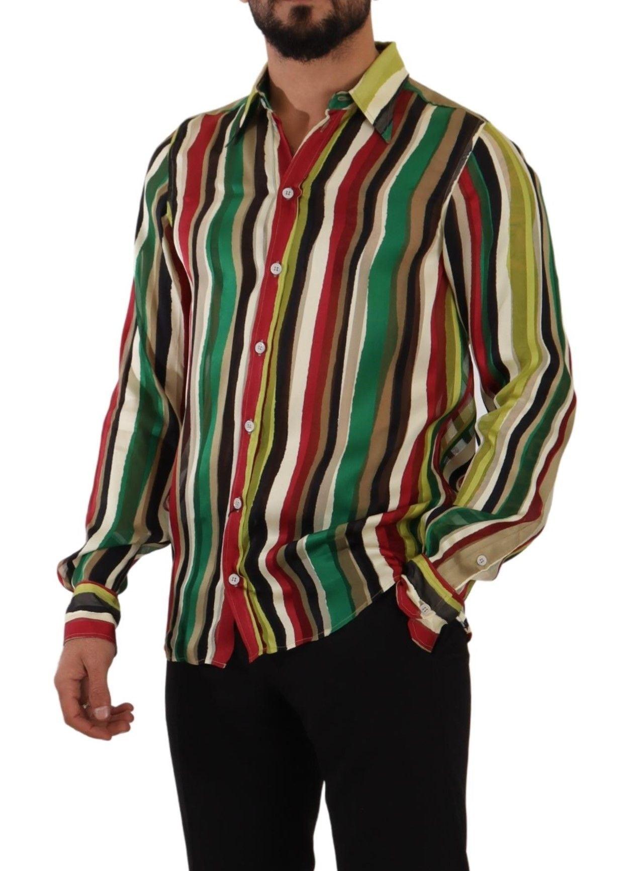 Dolce & Gabbana Elegant Multicolor Striped Silk Blend Shirt - Arichezz.store