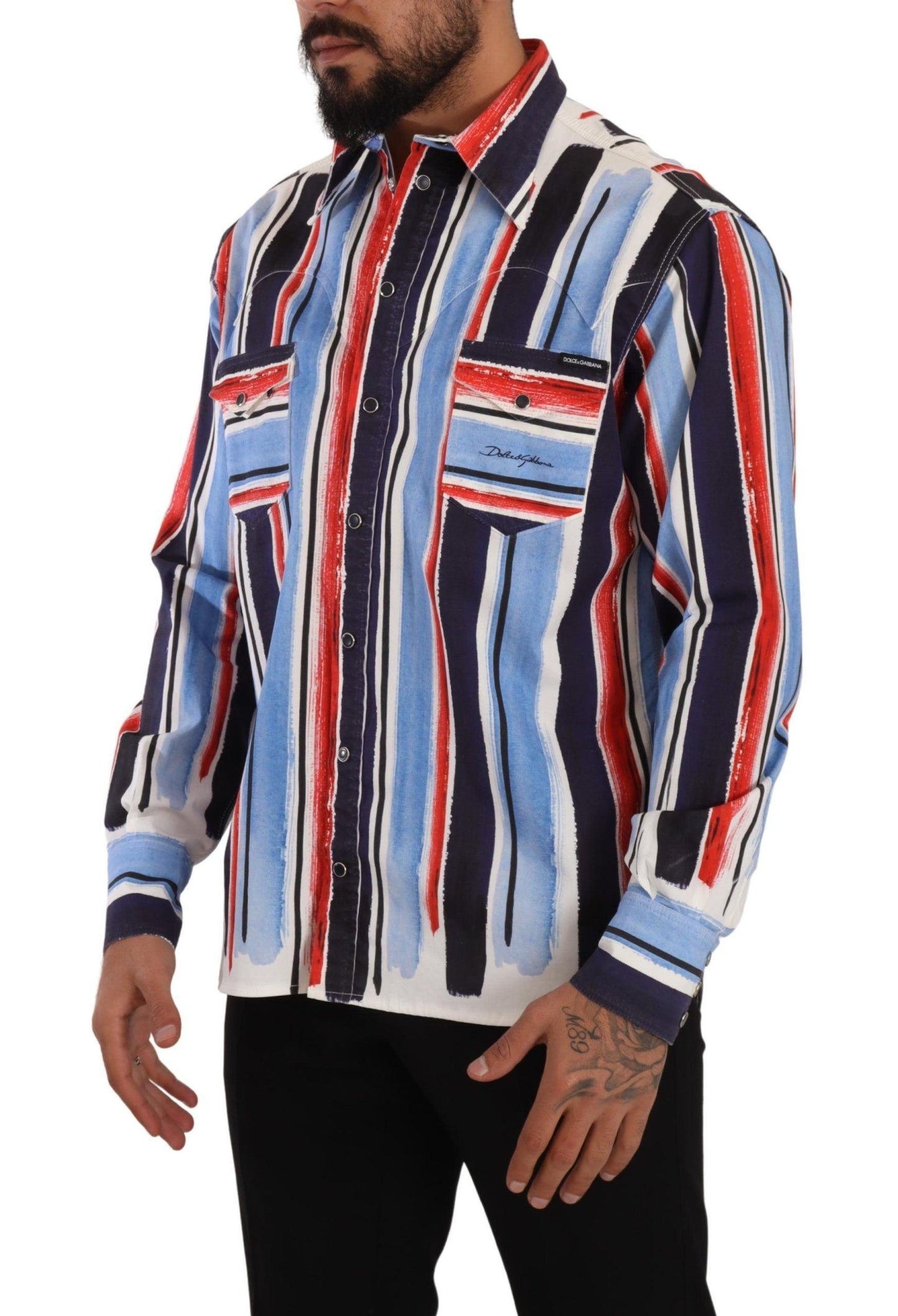 Dolce & Gabbana Elegant Striped Cotton Shirt with Pockets - Arichezz.store