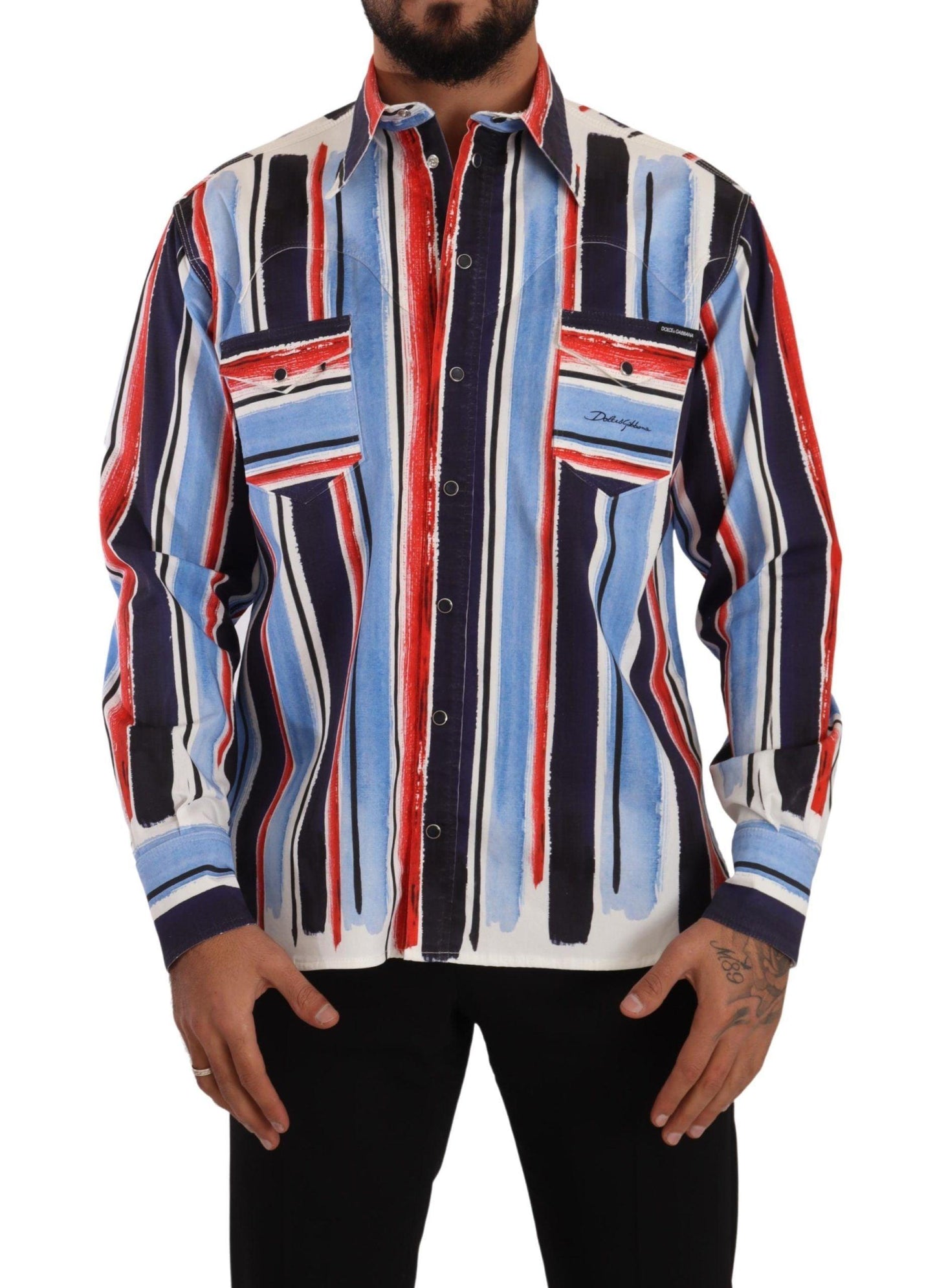 Dolce & Gabbana Elegant Striped Cotton Shirt with Pockets - Arichezz.store