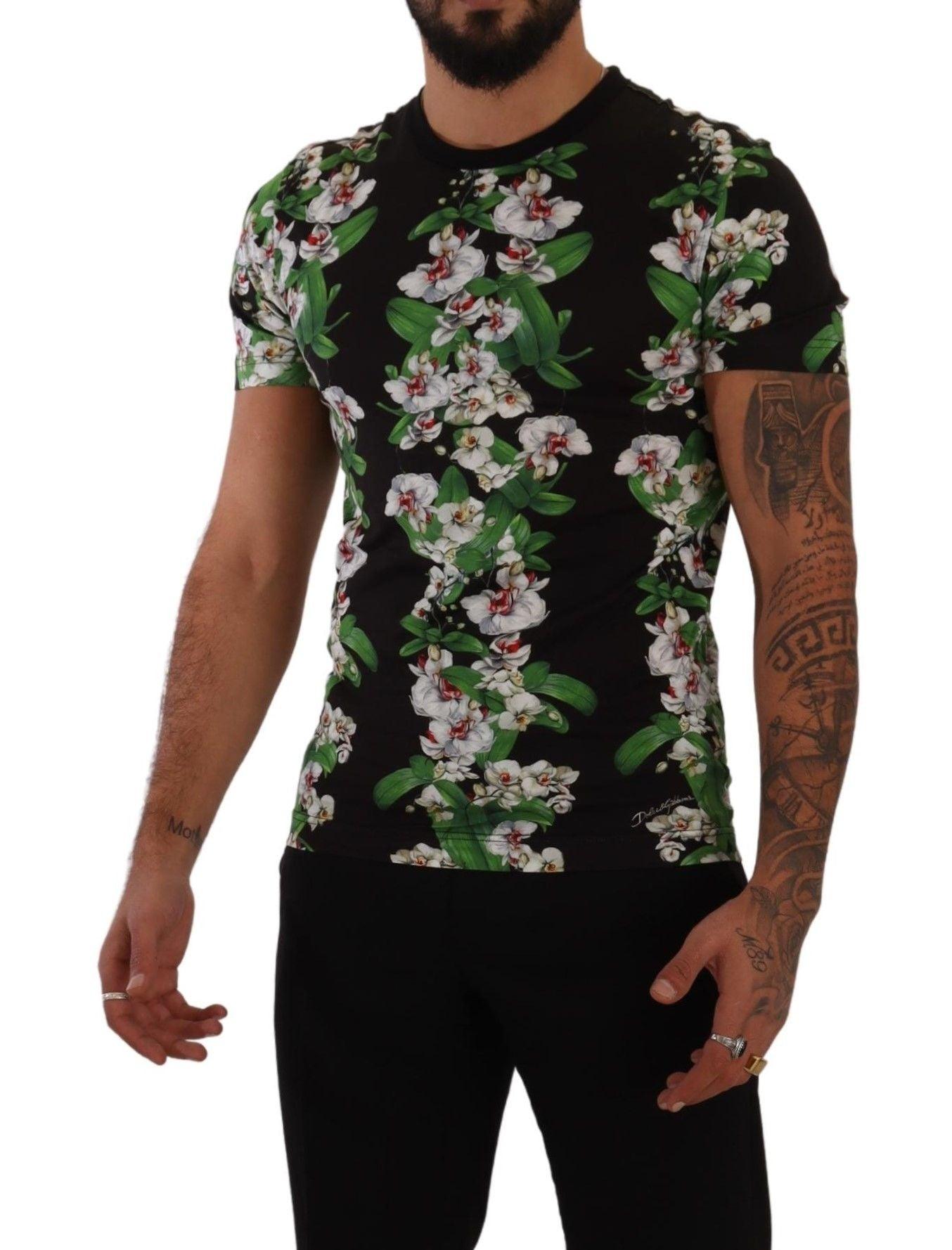 Dolce & Gabbana Elegant Floral Crewneck Tee for Men - Arichezz.store