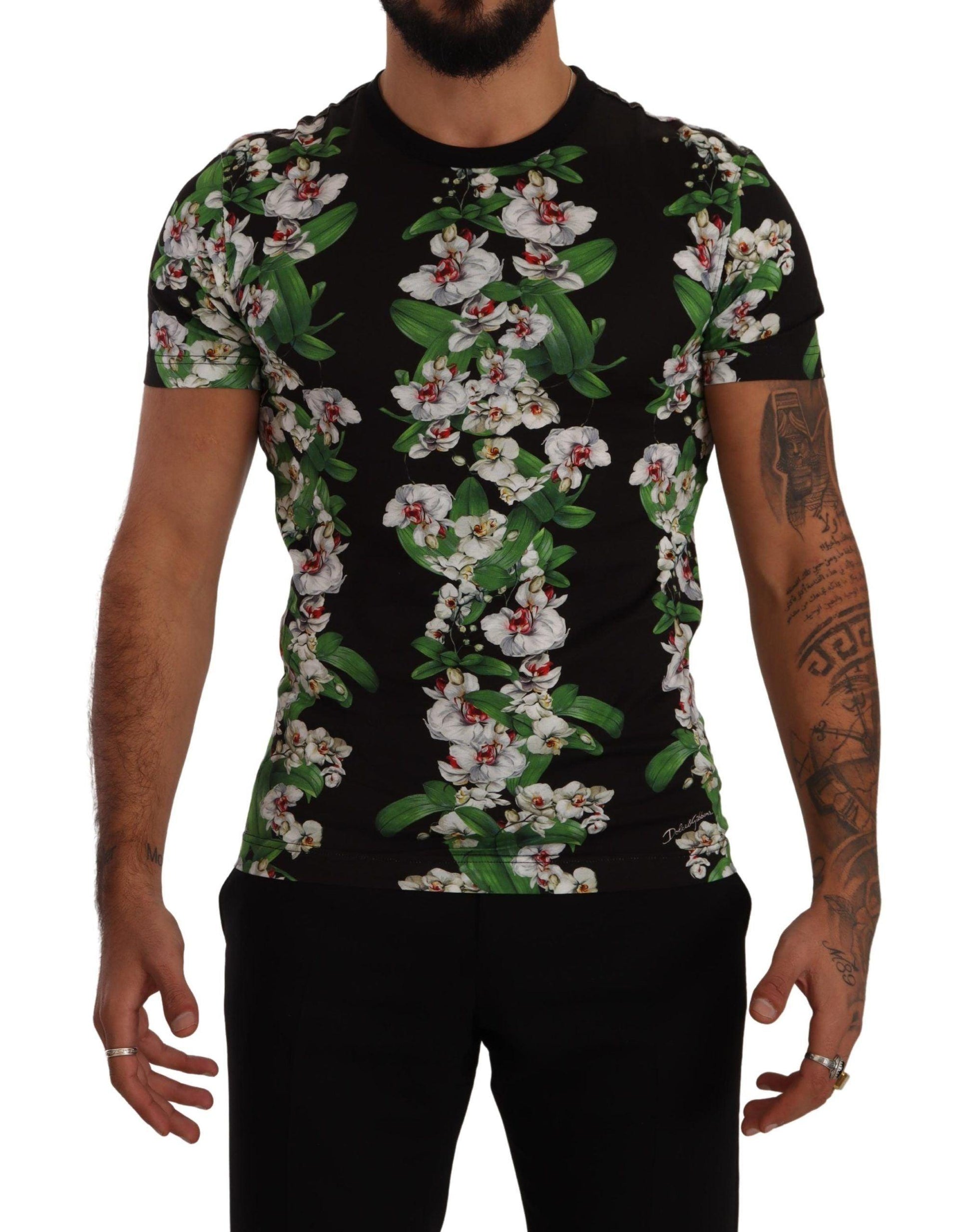 Dolce & Gabbana Elegant Floral Crewneck Tee for Men - Arichezz.store