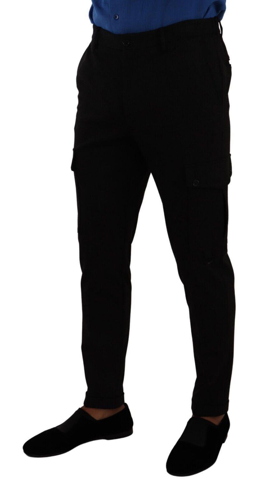 Dolce & Gabbana Elegant Black Slim Fit Cargo Pants - Arichezz.store