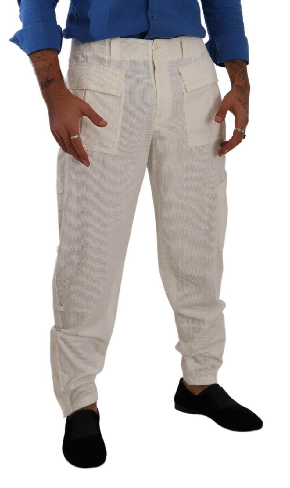 Dolce & Gabbana Elegant Off White Cargo Pants - Regular Fit - Arichezz.store