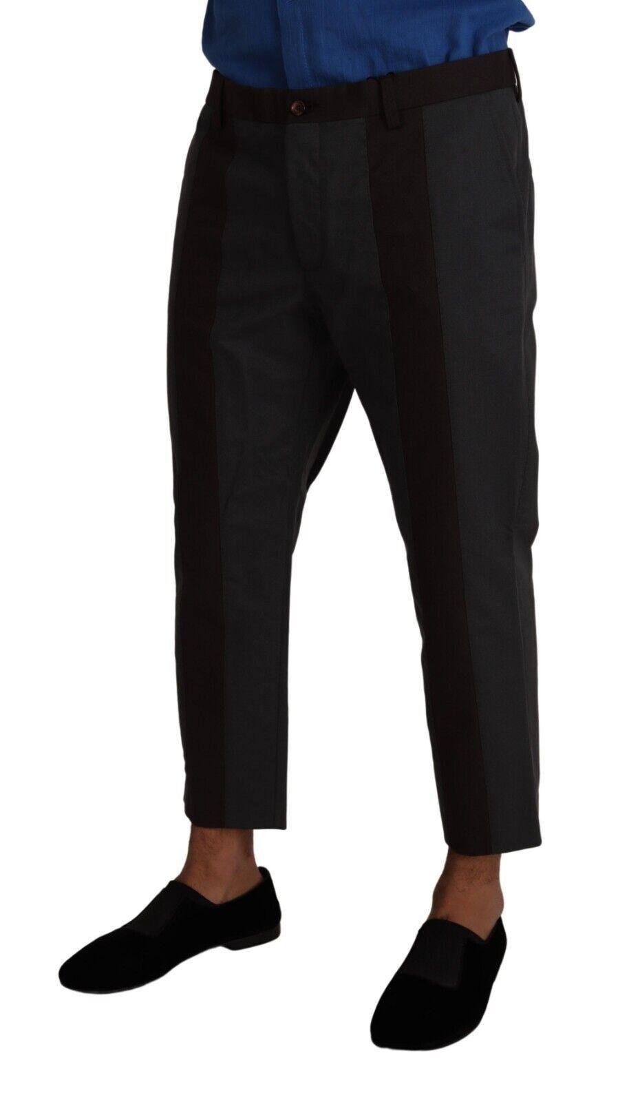 Dolce & Gabbana Elegant Cropped Pants in Gray and Bordeaux Hues - Arichezz.store