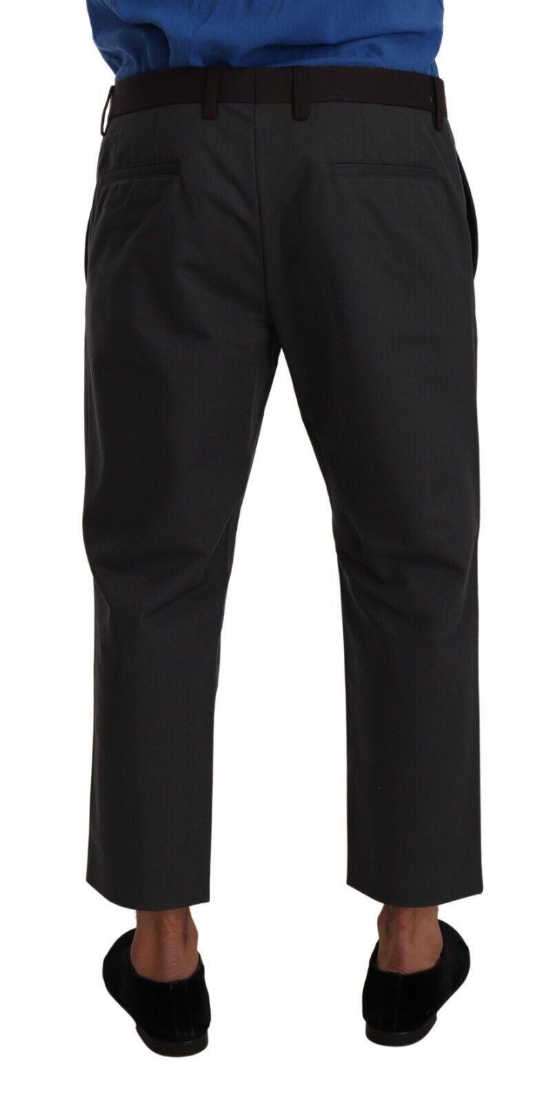 Dolce & Gabbana Elegant Cropped Pants in Gray and Bordeaux Hues - Arichezz.store