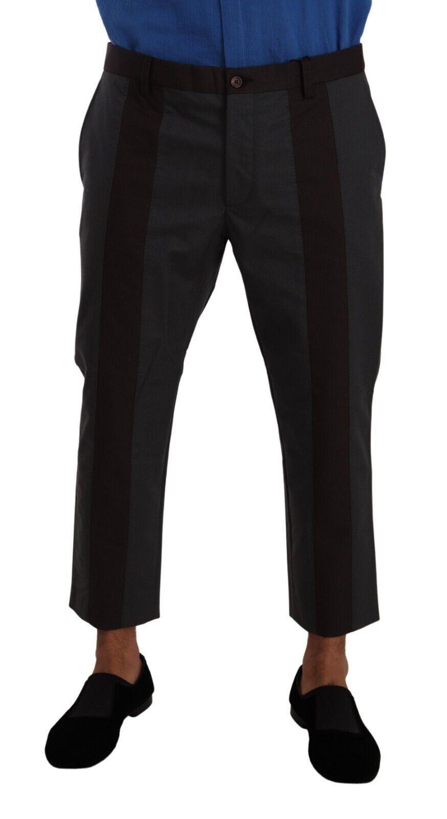 Dolce & Gabbana Elegant Cropped Pants in Gray and Bordeaux Hues - Arichezz.store