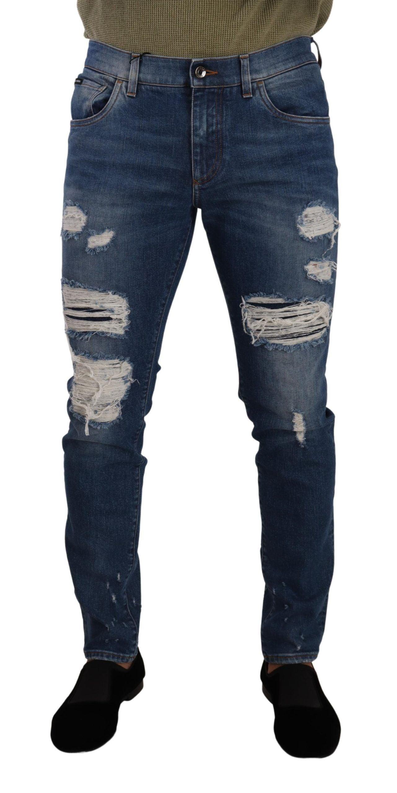 Dolce & Gabbana Elegant Distressed Slim Fit Denim Jeans - Arichezz.store