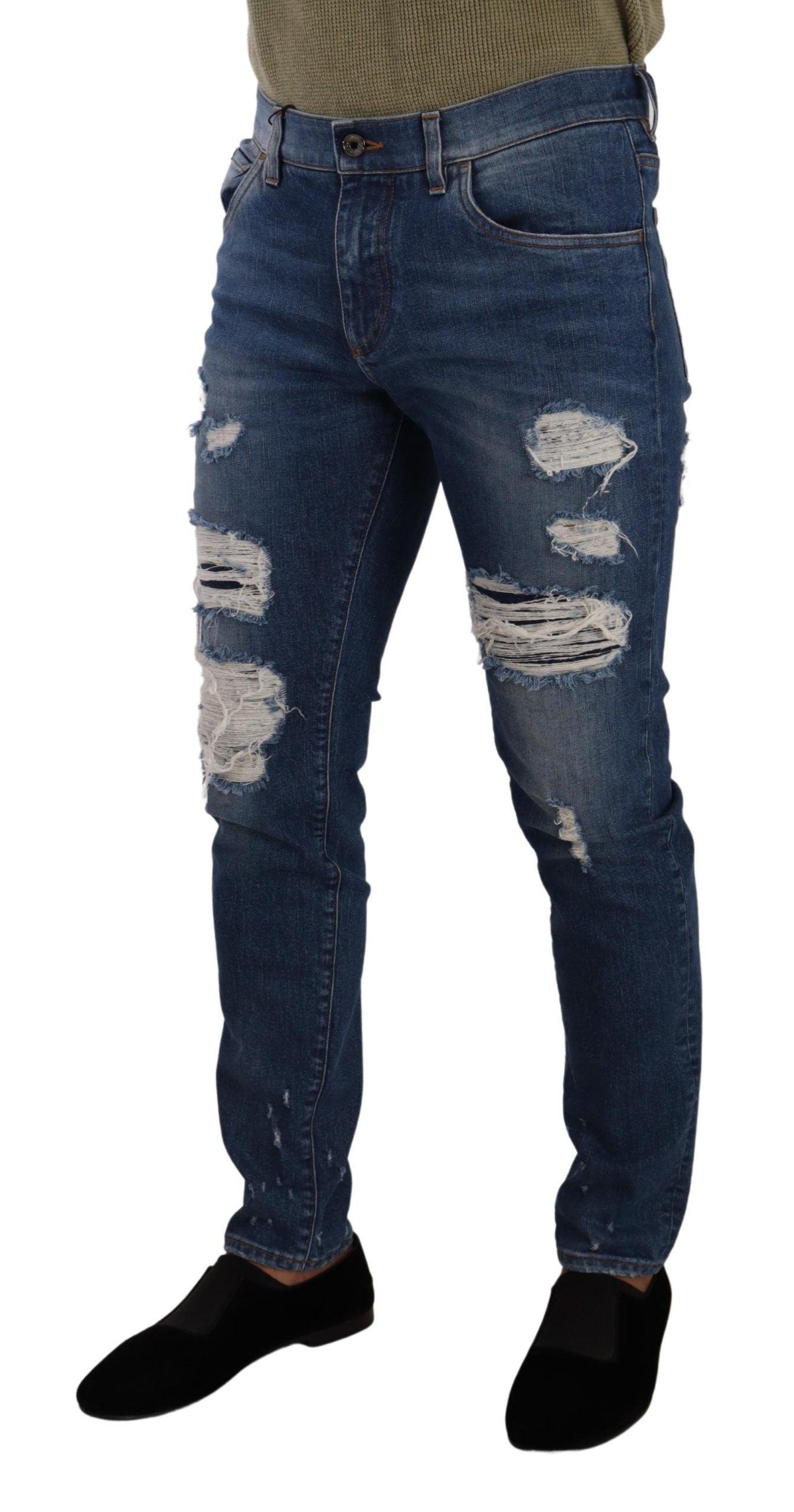 Dolce & Gabbana Elegant Distressed Slim Fit Denim Jeans - Arichezz.store