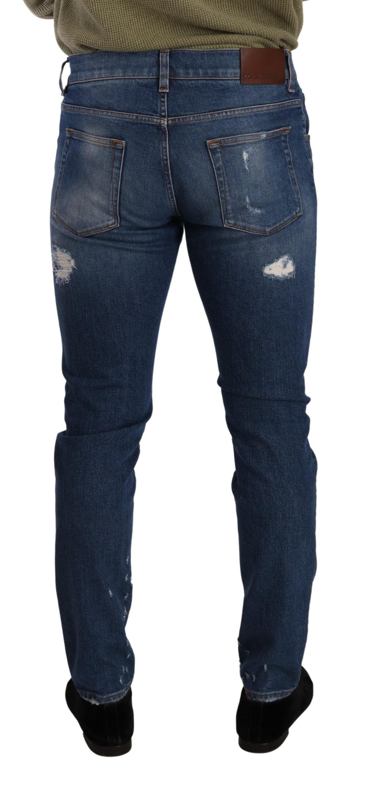 Dolce & Gabbana Elegant Distressed Slim Fit Denim Jeans - Arichezz.store