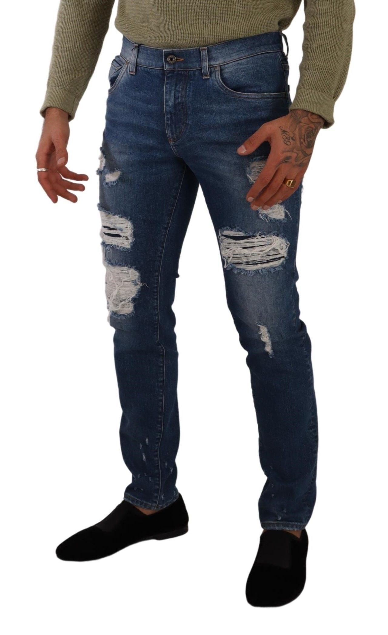 Dolce & Gabbana Elegant Distressed Slim Fit Denim Jeans - Arichezz.store