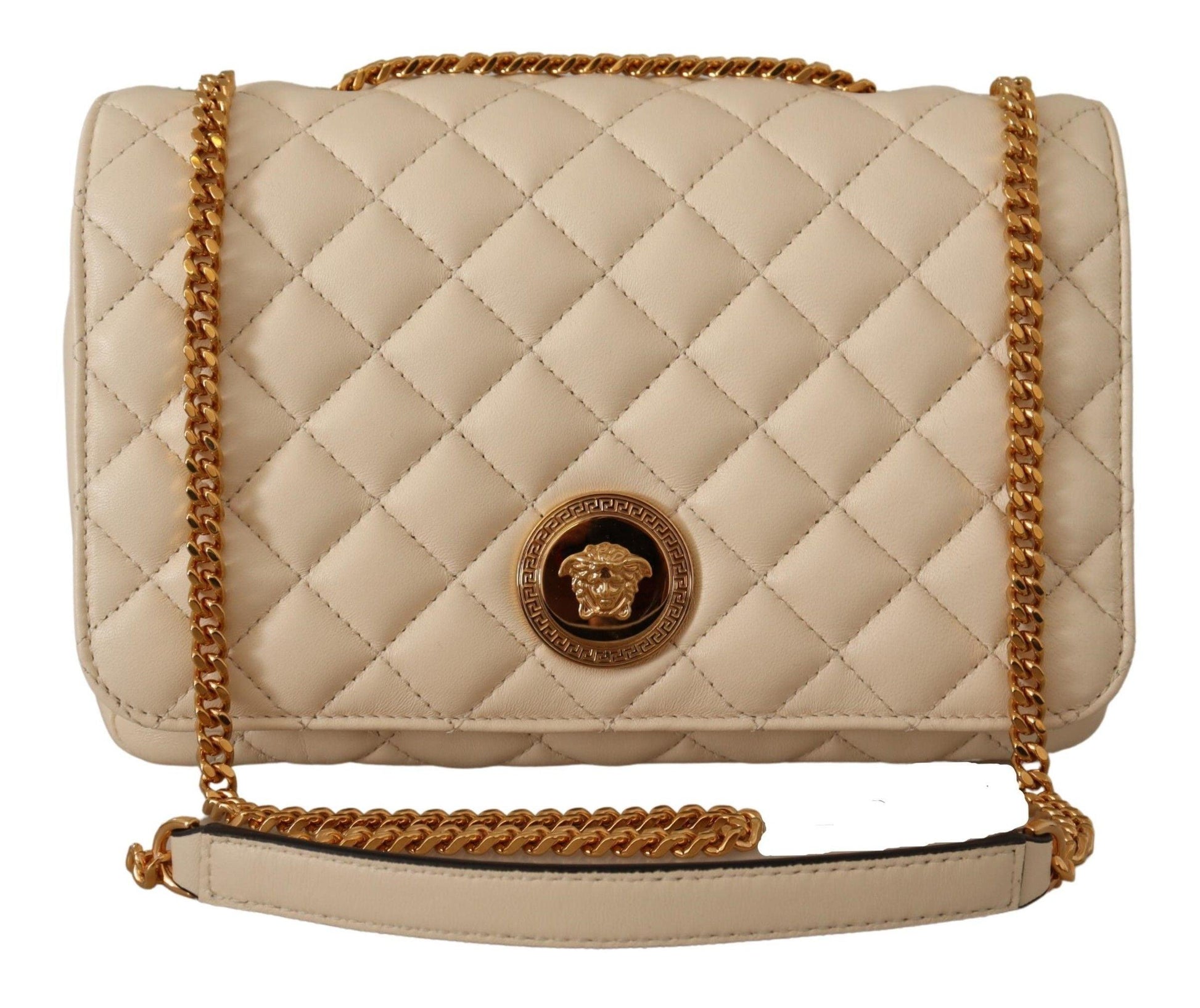 Versace Elegant White Nappa Leather Shoulder Bag - Arichezz.store